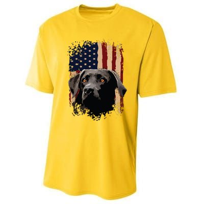 American Black Labrador USA Flag Lab Owner Performance Sprint T-Shirt