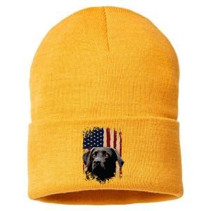 American Black Labrador USA Flag Lab Owner Sustainable Knit Beanie