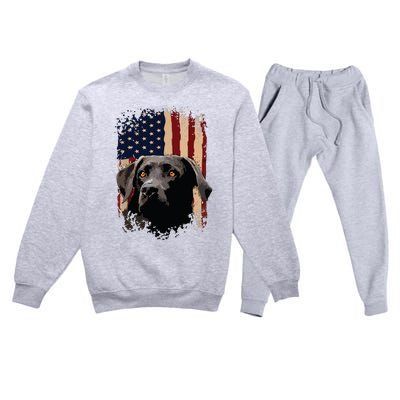 American Black Labrador USA Flag Lab Owner Premium Crewneck Sweatsuit Set