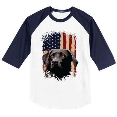 American Black Labrador USA Flag Lab Owner Baseball Sleeve Shirt