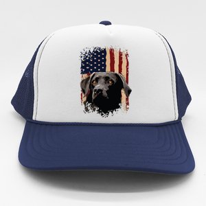 American Black Labrador USA Flag Lab Owner Trucker Hat