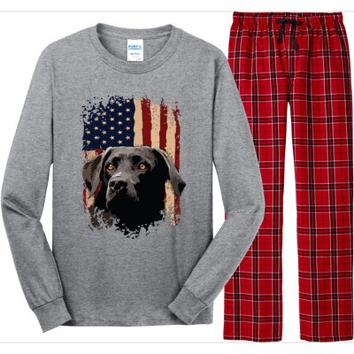 American Black Labrador USA Flag Lab Owner Long Sleeve Pajama Set