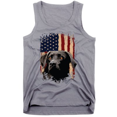 American Black Labrador USA Flag Lab Owner Tank Top