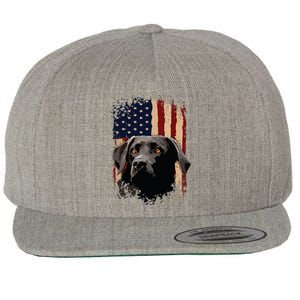 American Black Labrador USA Flag Lab Owner Wool Snapback Cap