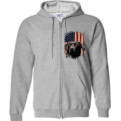 American Black Labrador USA Flag Lab Owner Full Zip Hoodie