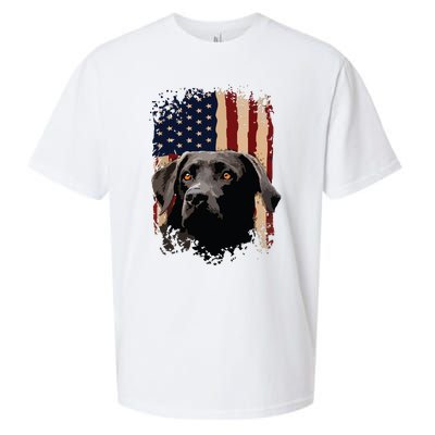 American Black Labrador USA Flag Lab Owner Sueded Cloud Jersey T-Shirt