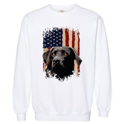 American Black Labrador USA Flag Lab Owner Garment-Dyed Sweatshirt