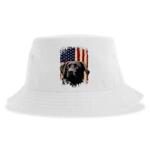 American Black Labrador USA Flag Lab Owner Sustainable Bucket Hat