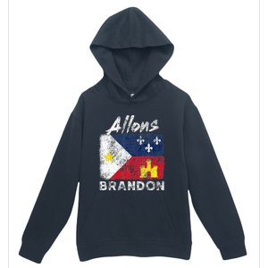 Allons Brandon Louisiana Acadiana Flag Distressed Effect Urban Pullover Hoodie