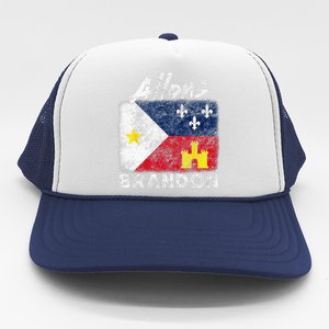 Allons Brandon Louisiana Acadiana Flag Distressed Effect Trucker Hat