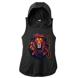 August Birthday Leo Lion Pride Graphic Zodiac Ladies PosiCharge Tri-Blend Wicking Draft Hoodie Tank