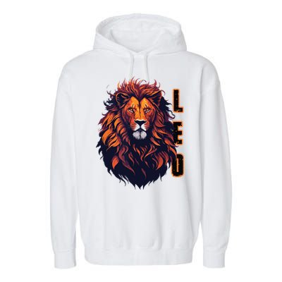 August Birthday Leo Lion Pride Graphic Zodiac Garment-Dyed Fleece Hoodie