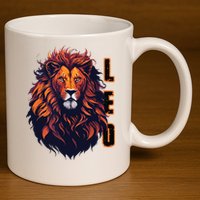 August Birthday Leo Lion Pride Graphic Zodiac 11oz C Handle Ceramic Mug
