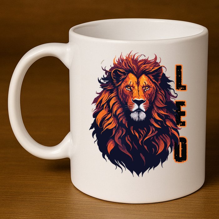 August Birthday Leo Lion Pride Graphic Zodiac 11oz C Handle Ceramic Mug