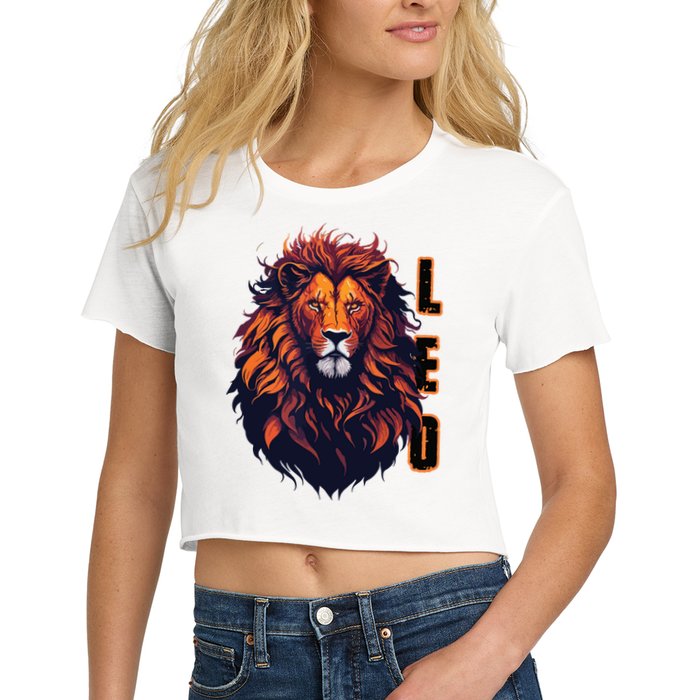August Birthday Leo Lion Pride Graphic Zodiac Women's Crop Top Tee