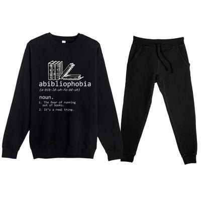 Abibliophobia Book Lover Vintage Reader Bookworm Bibliophile Premium Crewneck Sweatsuit Set