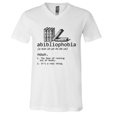 Abibliophobia Book Lover Vintage Reader Bookworm Bibliophile V-Neck T-Shirt