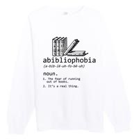 Abibliophobia Book Lover Vintage Reader Bookworm Bibliophile Premium Crewneck Sweatshirt