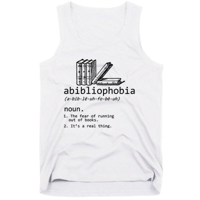 Abibliophobia Book Lover Vintage Reader Bookworm Bibliophile Tank Top