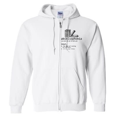 Abibliophobia Book Lover Vintage Reader Bookworm Bibliophile Full Zip Hoodie