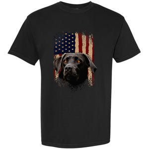 American Black Labrador USA Flag Lab Owner Garment-Dyed Heavyweight T-Shirt