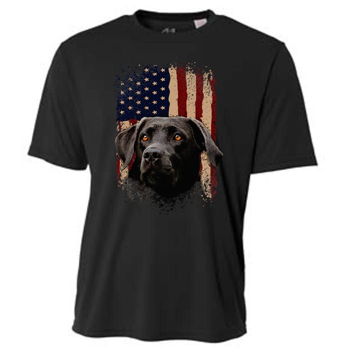 American Black Labrador USA Flag Lab Owner Cooling Performance Crew T-Shirt