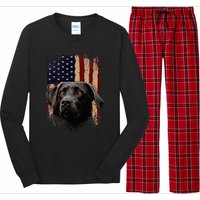 American Black Labrador USA Flag Lab Owner Long Sleeve Pajama Set