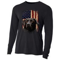 American Black Labrador USA Flag Lab Owner Cooling Performance Long Sleeve Crew