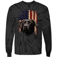 American Black Labrador USA Flag Lab Owner Tie-Dye Long Sleeve Shirt