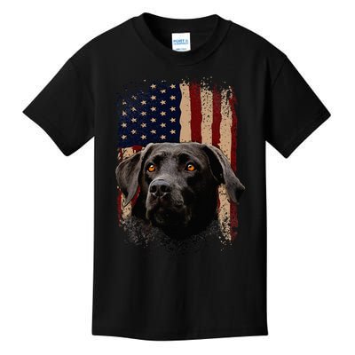 American Black Labrador USA Flag Lab Owner Kids T-Shirt