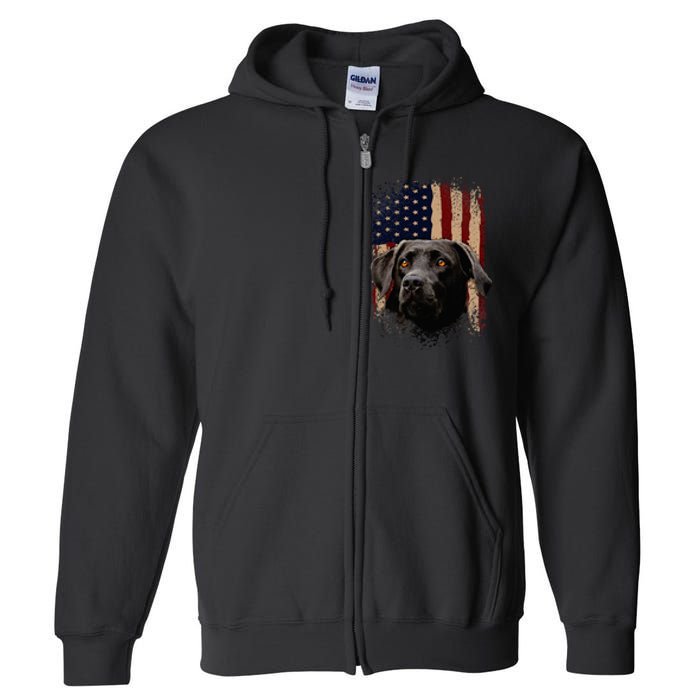 American Black Labrador USA Flag Lab Owner Full Zip Hoodie