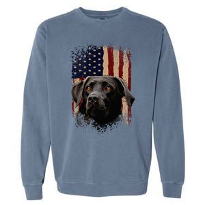 American Black Labrador USA Flag Lab Owner Garment-Dyed Sweatshirt