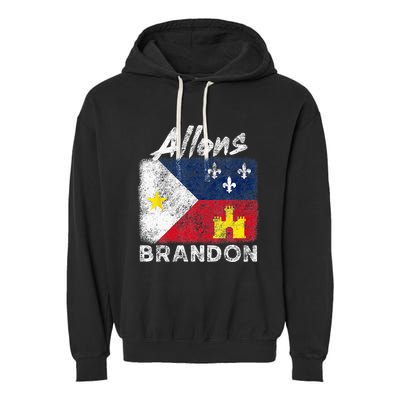 Allons Brandon Louisiana Acadiana Flag Distressed Effect Garment-Dyed Fleece Hoodie