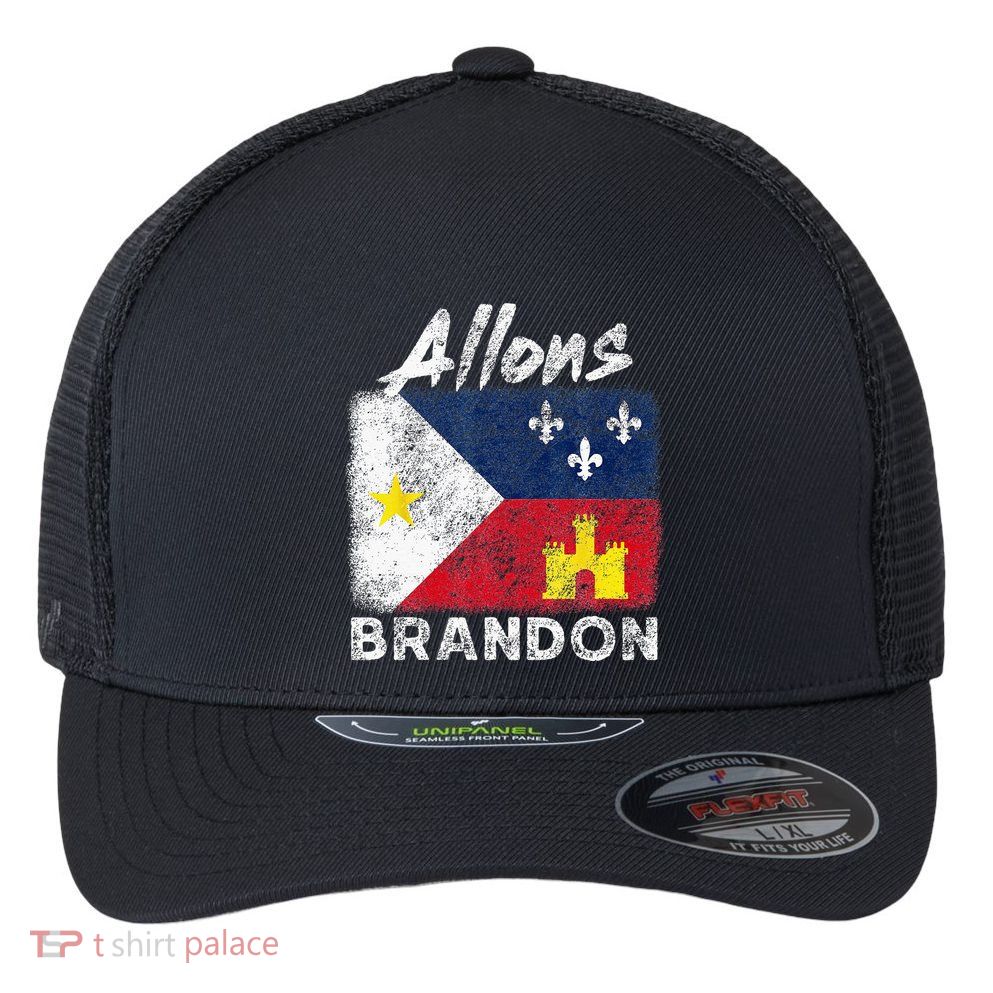 Allons Brandon Louisiana Acadiana Flag Distressed Effect Flexfit Unipanel Trucker Cap