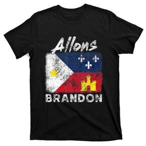 Allons Brandon Louisiana Acadiana Flag Distressed Effect T-Shirt