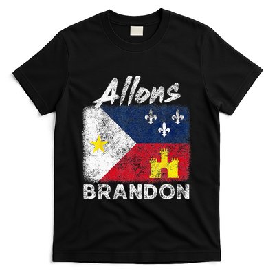 Allons Brandon Louisiana Acadiana Flag Distressed Effect T-Shirt