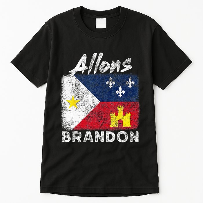 Allons Brandon Louisiana Acadiana Flag Distressed Effect Tall T-Shirt