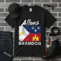 Allons Brandon Louisiana Acadiana Flag Distressed Effect Tall T-Shirt