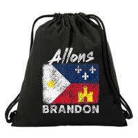 Allons Brandon Louisiana Acadiana Flag Distressed Effect Drawstring Bag