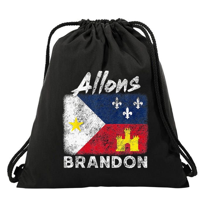 Allons Brandon Louisiana Acadiana Flag Distressed Effect Drawstring Bag