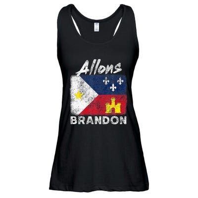 Allons Brandon Louisiana Acadiana Flag Distressed Effect Ladies Essential Flowy Tank