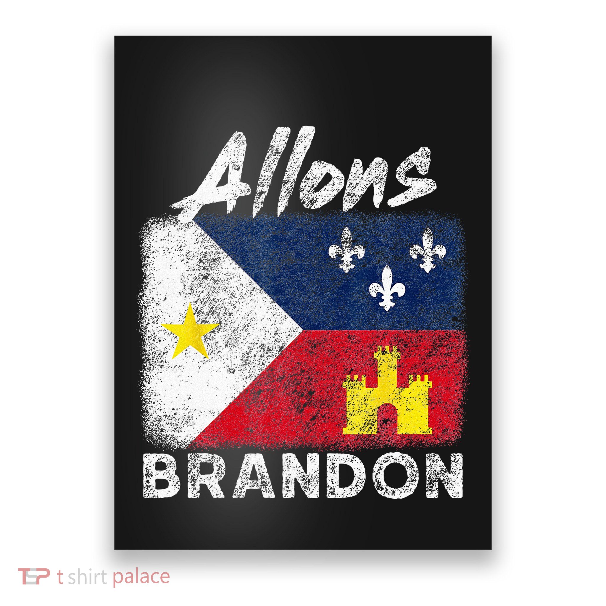Allons Brandon Louisiana Acadiana Flag Distressed Effect Poster