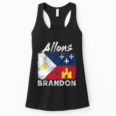 Allons Brandon Louisiana Acadiana Flag Distressed Effect Womens Tank Top