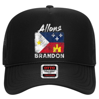 Allons Brandon Louisiana Acadiana Flag Distressed Effect Trucker Hat