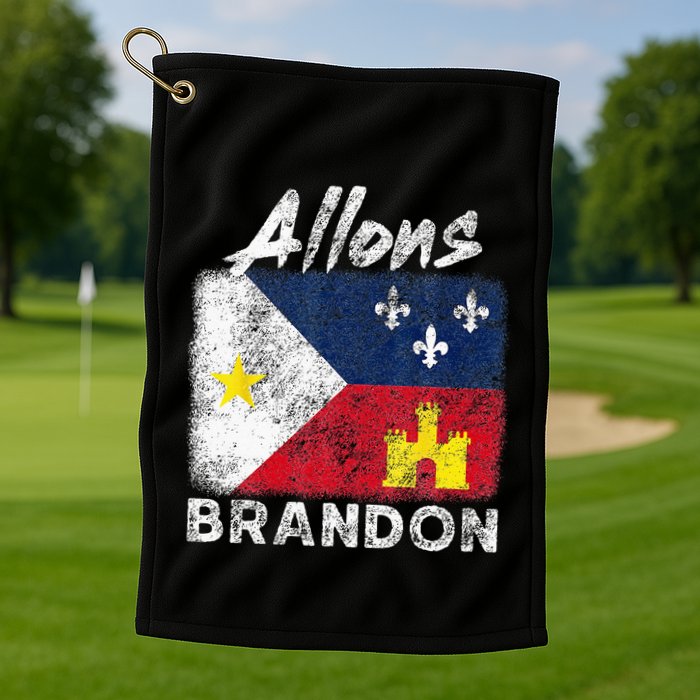 Allons Brandon Louisiana Acadiana Flag Distressed Effect Golf Towel