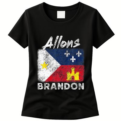 Allons Brandon Louisiana Acadiana Flag Distressed Effect Womens T-Shirt