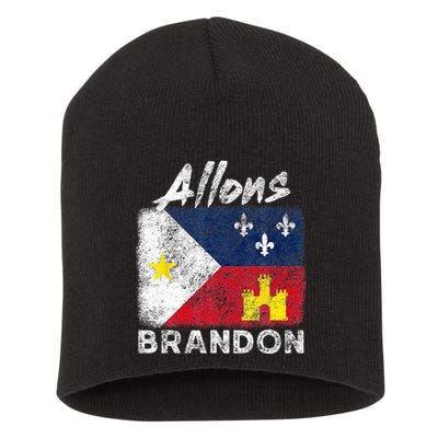 Allons Brandon Louisiana Acadiana Flag Distressed Effect Short Acrylic Beanie