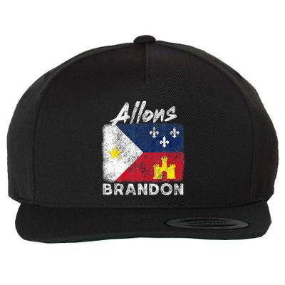 Allons Brandon Louisiana Acadiana Flag Distressed Effect Wool Snapback Cap