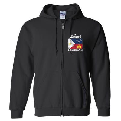 Allons Brandon Louisiana Acadiana Flag Distressed Effect Full Zip Hoodie