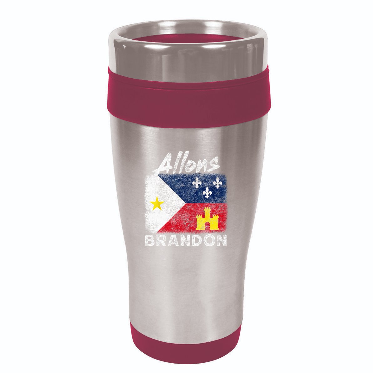 Allons Brandon Louisiana Acadiana Flag Distressed Effect 16oz Travel Tumbler